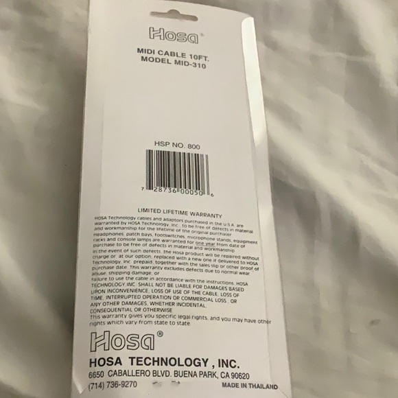 NWT HOSA MIDI CABLE MODEL MID-310 - Picture 4 of 5